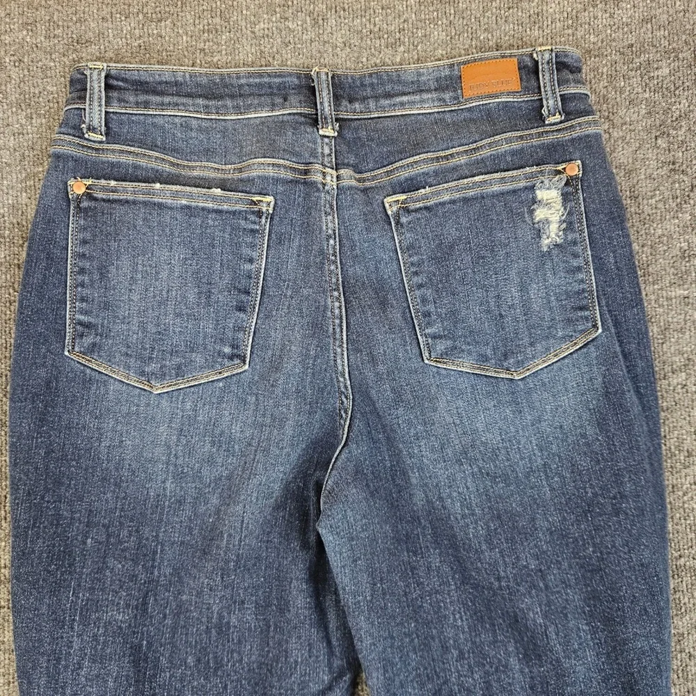 Judy Blue Boyfriend Fit Jeans Womens 11/ 30 High Rise Distressed Dark Wash Denim